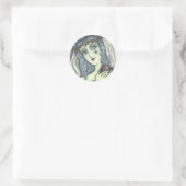 STICKER ROND SORCERESSE, BALLES DE COEUR GOTH WITTER (Sac)