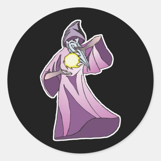 Sticker Rond sorcier magicien avec boule de cristal (Devant)