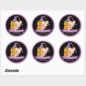 Sticker Rond Sorcier ours en peluche d'Halloween avec citrouill (Feuille)