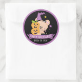 Sticker Rond Sorcier ours en peluche d'Halloween avec citrouill (Sac)