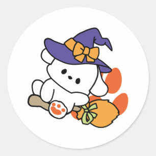 Sticker Rond Sorcière à mâcher en entraînement - Chien d'Hallow