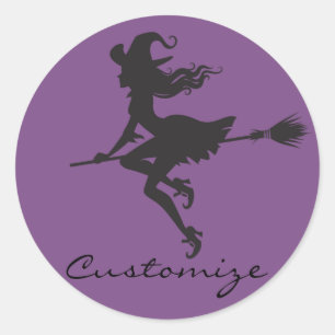 Sticker Rond Sorcière Broom Halloween Thunder_Cove