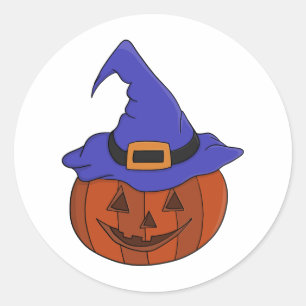 Sticker Rond Sorcière Citrouille d'Halloween