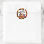 Sticker Rond Sorcière de citrouille d'Halloween (Sac)