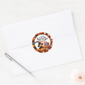 Sticker Rond Sorcière de citrouille d'Halloween (Enveloppe)