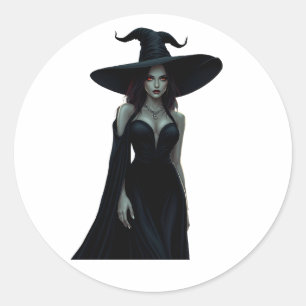 Sticker Rond Sorcière de la nuit