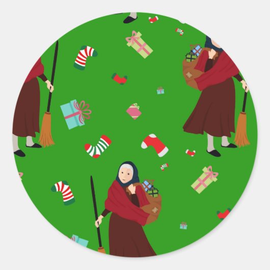 Sticker Rond sorcière de noël Befana (Devant)