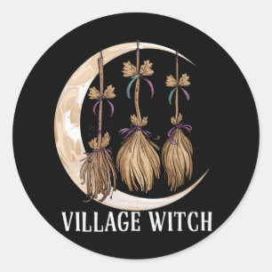 Sticker Rond Sorcière de village gothique occulte wicca païenne