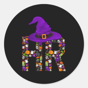 Sticker Rond Sorcière des RH Costume d'Halloween Citrouille Res