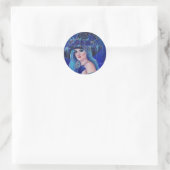 Sticker Rond Sorcière d'Halloween aux papillons de Renée Lavoie (Sac)