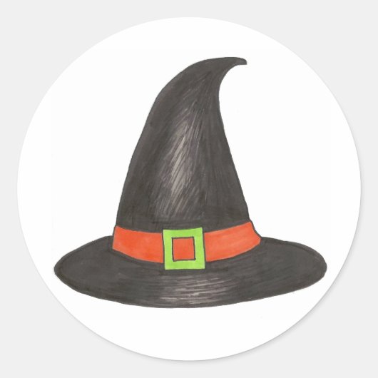 Sticker Rond Sorcière d'Halloween sorcières Casquette noir Mais (Devant)
