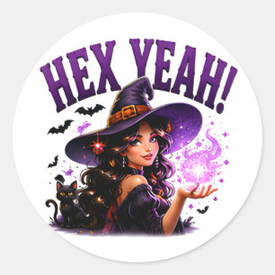 Sticker Rond ✨ Sorcière drôle Citation de Halloween Pun 🧙