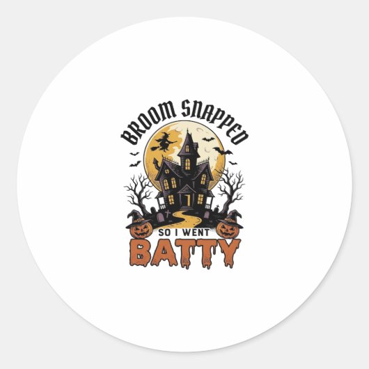 Sticker Rond Sorcière drôle Halloween Maison hantée Graphique C (Devant)