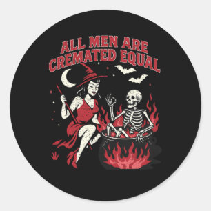 Sticker Rond Sorcière Drôle Tous Les Hommes Sont Créés Égalemen