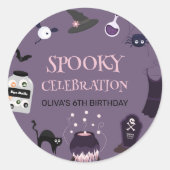 Sticker Rond Sorcière éffrayante fête d'anniversaire d'Hallowee (Devant)