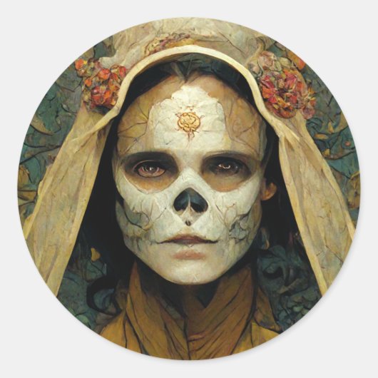 Sticker Rond Sorcière en bois 1 Imaginaire (Devant)