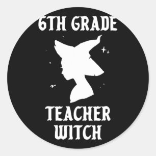 Sticker Rond Sorcière enseignant 6e année Funny Costume d'Hallo