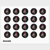 Sticker Rond Sorcière Flamant rose rose Pirate Halloween Filles (Feuille)