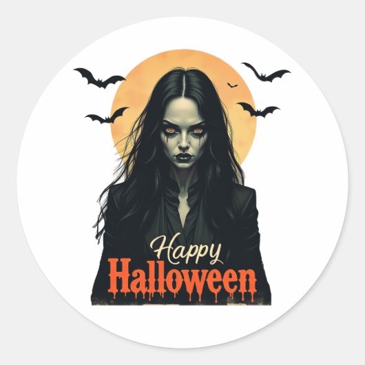 Sticker Rond Sorcière gothique d'Halloween (Devant)