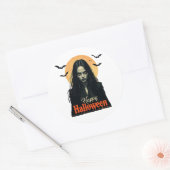 Sticker Rond Sorcière gothique d'Halloween (Enveloppe)