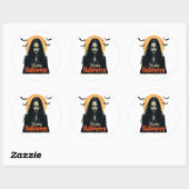 Sticker Rond Sorcière gothique d'Halloween (Feuille)