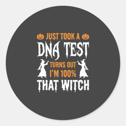 Sticker Rond Sorcière graphique de test ADN d'Halloween drôle (Devant)