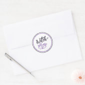 Sticker Rond Sorcière Halloween Noir Violet (Enveloppe)