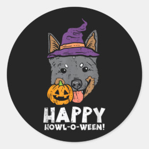 Sticker Rond Sorcière Heeler Happy Howl O Ween Citrouille Hallo