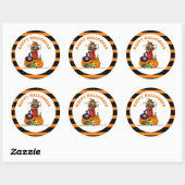 Sticker Rond Sorcière magique d'Halloween et fêtes Citrouilles (Feuille)