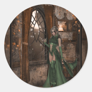 Sticker Rond Sorcière par la fenêtre : : Conceptions de