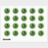 Sticker Rond Sorcière peinte vert gingham carreaux (Feuille)