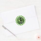 Sticker Rond Sorcière peinte vert gingham carreaux (Enveloppe)