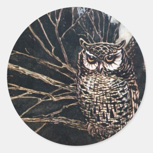 Sticker Rond Sorcière sous forme de hibou (Devant)