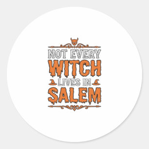 Sticker Rond Sorcière Vintage Salem Halloween Typographie Desig