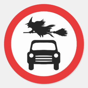 Sticker Rond Sorcière volante