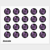 Sticker Rond Sorcières être fou noir et violet (Feuille)
