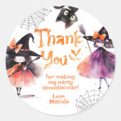 Sticker Rond Sorcières Halloween fête d'anniversaire merci (Devant)