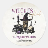 Sticker Rond Sorcières Soirée d'Halloween (Devant)