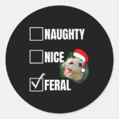 Sticker Rond Sorry Santa I've Been Feral Funny Feral Christmas (Devant)