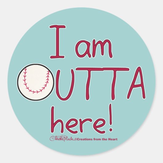 Sticker Rond Sortez Ici ! Baseball (Devant)