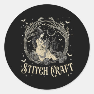 Sticker Rond Sortie de filles sorcières chat Craft M Halloween