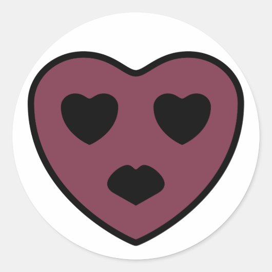Sticker Rond Sortie visage coeur (Devant)