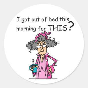 Sticker Rond Sortir de l'Humour du lit