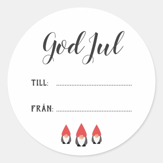 Sticker Rond Söta Tomtenissar - Julklappsetiketter (Devant)