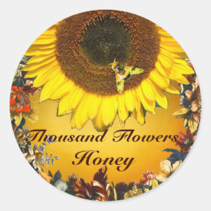 STICKER ROND SOUFFLE ET HONEY BEE FLORAL BEEKEEPING