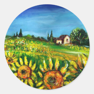 STICKER ROND SOUFFRANCES ET CAMPAGNE EN TOSCANE