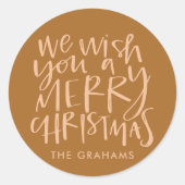 Sticker Rond "Souhaitez-vous un joyeux Noël" Golden (Devant)