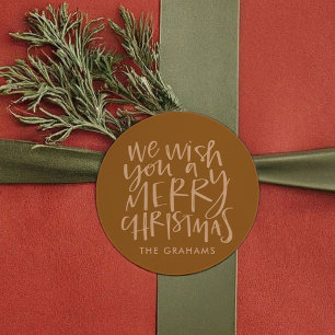 Sticker Rond "Souhaitez-vous un joyeux Noël" Golden