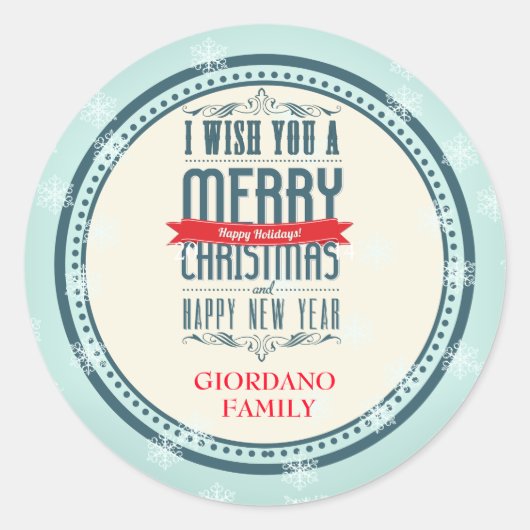 Sticker Rond Souhaitez-Vous Un Joyeux Noël Joyeux Joyeux Fêtes (Devant)