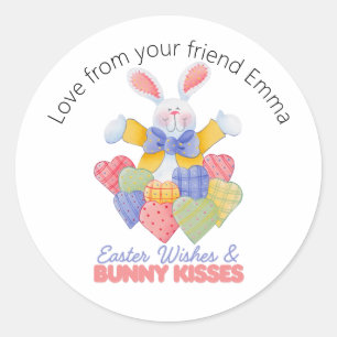 Sticker Rond Souhaits de Pâques Bunny baisers Cadeau de Pâques